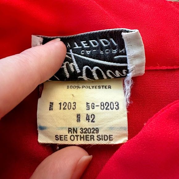 Vintage 70s Lady Winn by Teddy Ruffle Chiffon Holiday Party Blouse - Picture 6 of 11